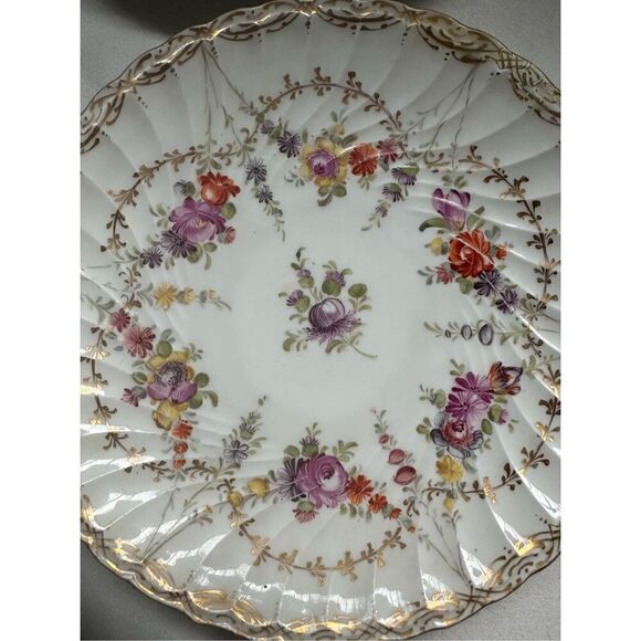 Meissen Porcelain Plates with Floral & Gold Gilt floral hand painted 7.4” - Picture 7 of 10